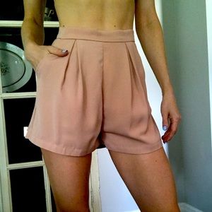 Hello Molly pink pleated high rise shorts
